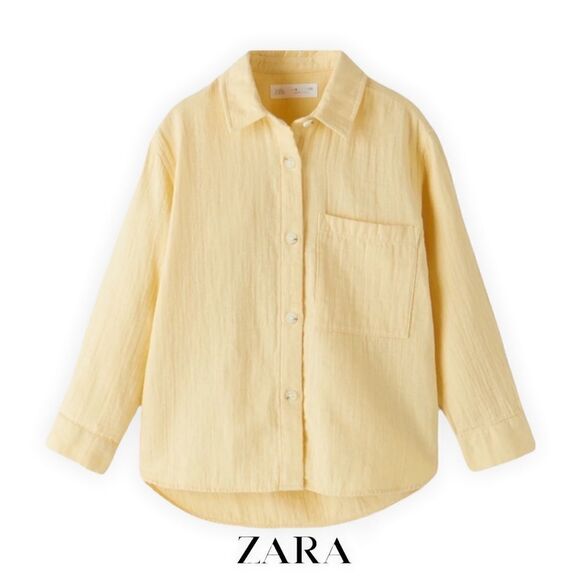 ZARA Kids | Vanilla | HIGH-LOW HEM TEXTURED SHIRT - Picture 2 of 6